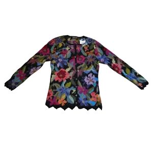 Multicolor Floral 100% Alpaca Art To Wear Cardigan
